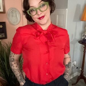 Donovan Galvani of Texas Red Bow Blouse